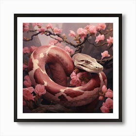 Bushmaster Snake Pink Jungle Animal Portrait Art Print