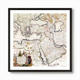5204 Turcici Imperii Tabula Ottoman Empire Mapa Pictórico Vintage Art Print