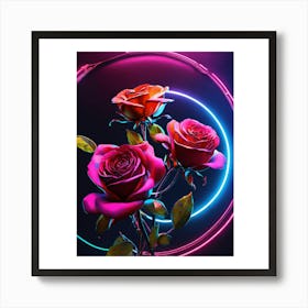 Neon Roses Art Print