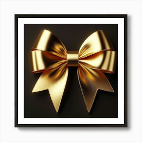 Gold Bow On Black Background 3 Art Print
