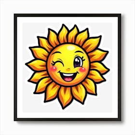 Happy Sun Sticker Art Print