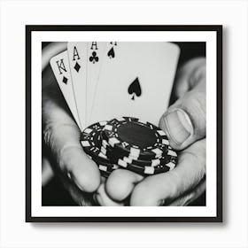 Poker Player Holding Poker Chips Art Print