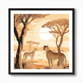 Cheetahs In The Savannah Art Print