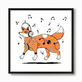 Fox With Music Notes Art Print