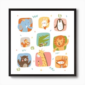 Animal Party Square Art Print