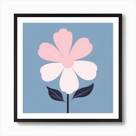 A White And Pink Flower In Minimalist Style Square Composition 322 Art Print