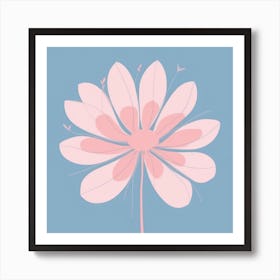 A White And Pink Flower In Minimalist Style Square Composition 181 Art Print