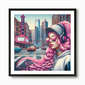 Pink Haired Girl 3 Art Print