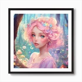 Fairy Girl In The Forest Art Print