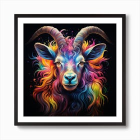 Colourful Rainbow Goat 2 Art Print