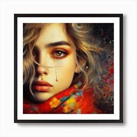 Girl With Tears Art Print