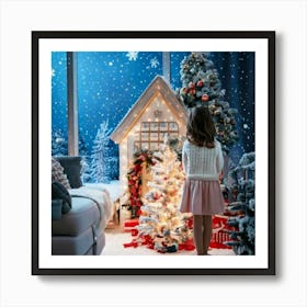 Firefly Little Girl Gazing At A Snowy Christmas Scene 76603 (2) Art Print