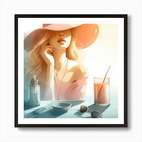 Girl In Hat 1 Art Print