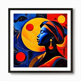  Portrait Art, Vibrant Colors Afro-American Woman Print Art Print