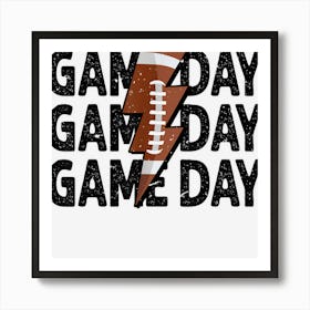 Vintage Game Day Football Lightning Bolt Funny Team Sport Art Print