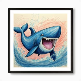 Shark Drawing 14 Art Print