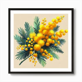 A branch of blooming mimosa 1 Art Print