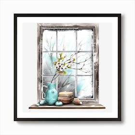 Window With Flowers Art Print