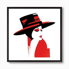 Woman In Red Hat 1 Art Print