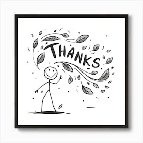 Stick Figure Thanks Vector Illustration Art Print