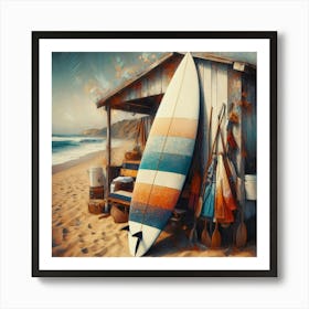 Surfboard On The Beach 8 Art Print