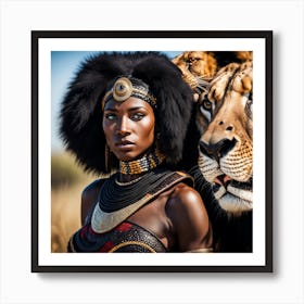 Lion And Woman 1 Art Print