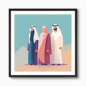 Muslim Family In The Desert Art Print