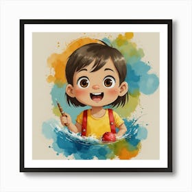 Little Girl In The Water Art Print