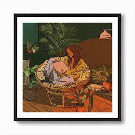 Lady Reading Night Art Print