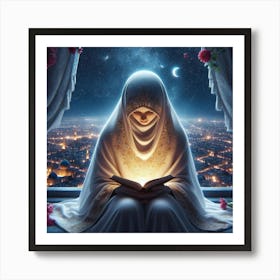 Muslim Woman Reading A Book Art Print