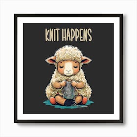 Knit Happens Funny Knitting Sheep Affiche