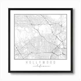Hollywood California Street Map Art Print