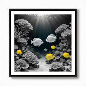 Black And White Coral Reef Art Print