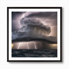 Lightning Over The Ocean 1 Art Print