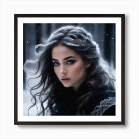 Beautiful Girl In The Snow Art Print