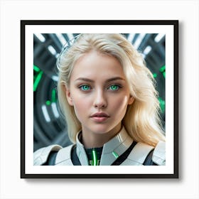 Space Girl With Green Eyes Art Print