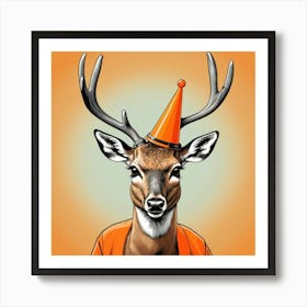 Deer With Party Hat Art Print