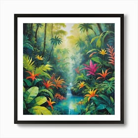 Tropical Jungle Art Print Paintings 4 Art Print