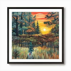 Sunset In The Woods 1 Art Print