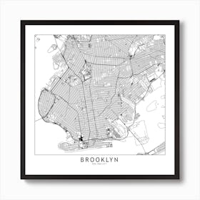 Brooklyn White Map 2 Square Art Print