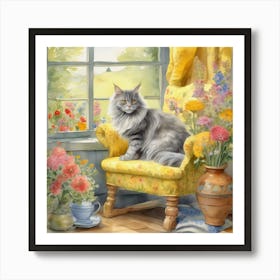 Cat In A Chair Art Print