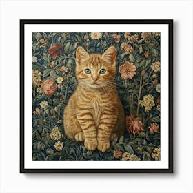 Kitten In Flowers Art Art Print