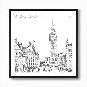 So Long, London Music Poster Black & White 1 Art Print