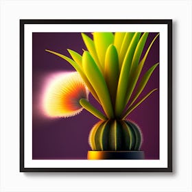 Cactus Cacti And Disco Ball Art Print Art Print