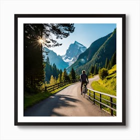 Cyclist On A Mountain Road Art Print