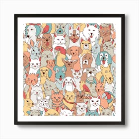 Pets Seamless Pattern 01 Art Print