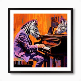 Zebras At The Piano Art Print