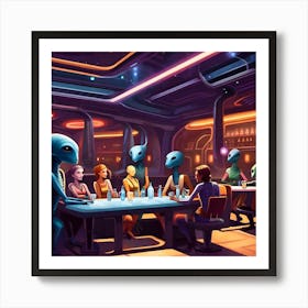Aliens In The Dining Room Art Print