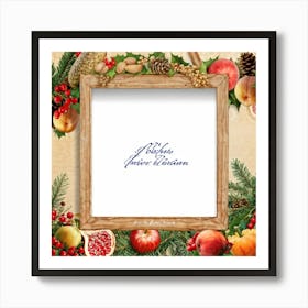 Calligraphy Style Script Rendering Of A Christmas Themed Message Set Within An Ornate Wooden Frame (2) Art Print