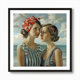 Sisters By the Sea Art Print
